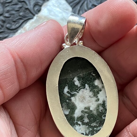 Tree or Moss Agate Stone Jewelry Crystal Pendant - Picture 5 of 7